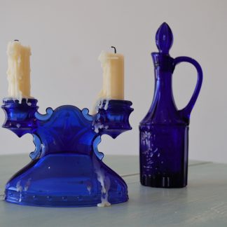 Cobalt blue, glasware, candle abra